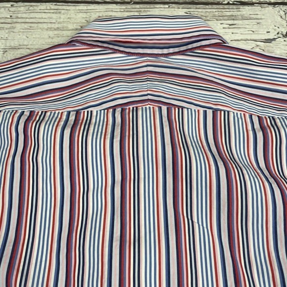 Peter Millar Men Button Down Shirt Size 16 Long Pink Blue Striped Long Sleeve - Picture 14 of 14